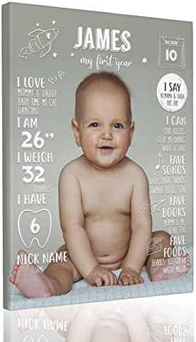 Custom My First Birthday Milestone Framed Canvas with Photo