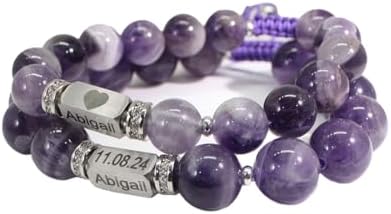 Personalized Amethyst Bead Gemstone Name Bracelet For Women