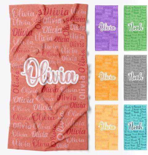 Personalized Beach Towel for Kids & Adults with Name Gifts for Women Men Christmas 420GSM Custom Cotton/Poly Blend Large Pool Towel