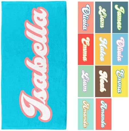 Personalized Beach Towel for Kids & Adults with Name Gifts for Women Men Christmas 420GSM Custom Cotton/Poly Blend Large Pool Towel
