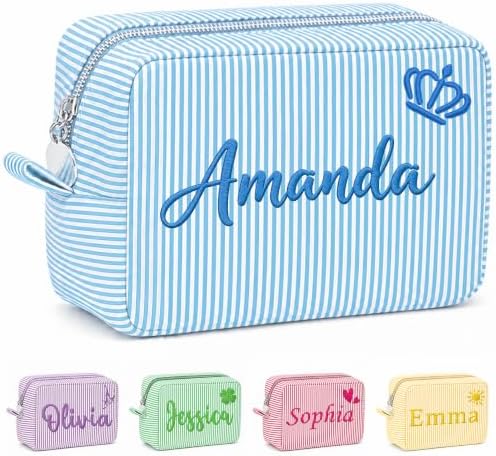 Personalized Embroidered Makeup Bag for Women Girl Custom Cosmetic Bag Gift