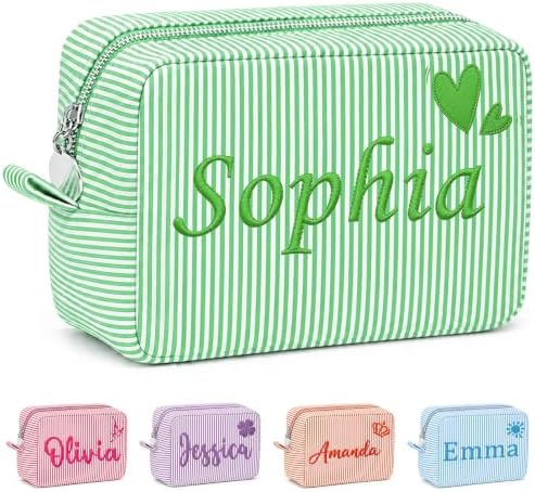 Personalized Embroidered Makeup Bag for Women Girl Custom Cosmetic Bag Gift