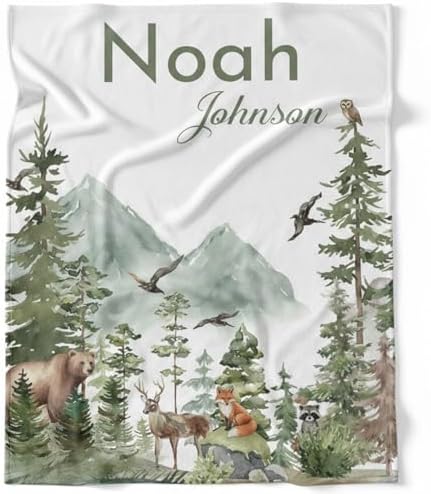 Personalized Woodland Baby Blanket with Name