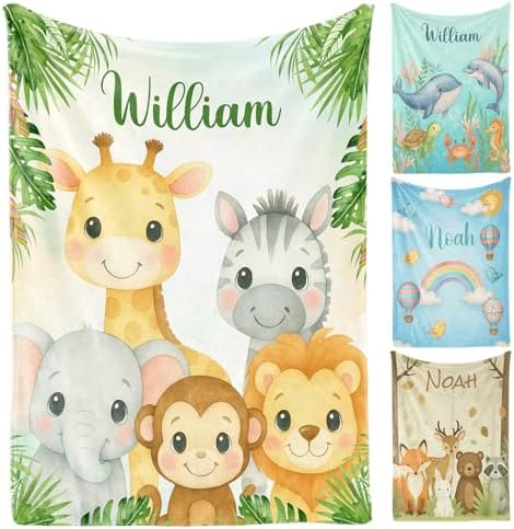 Personalized Woodland Baby Blanket with Name